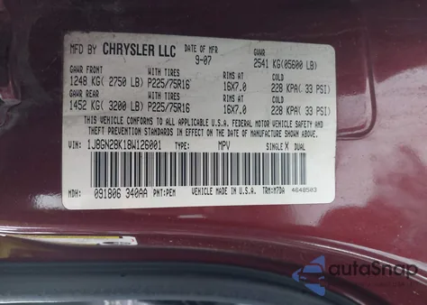 2008 Jeep Liberty Sport from USA, damaged, VIN 1J8GN28K18W126001